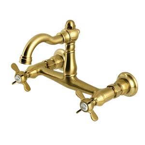 Vintage KS3257BEX Two-Handle 2-Hole Wall Mount Kitchen Faucet, Brushed Brass
