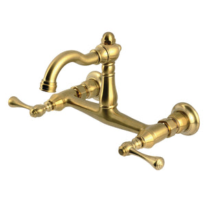 Vintage KS3257BL Two-Handle 2-Hole Wall Mount Kitchen Faucet, Brushed Brass