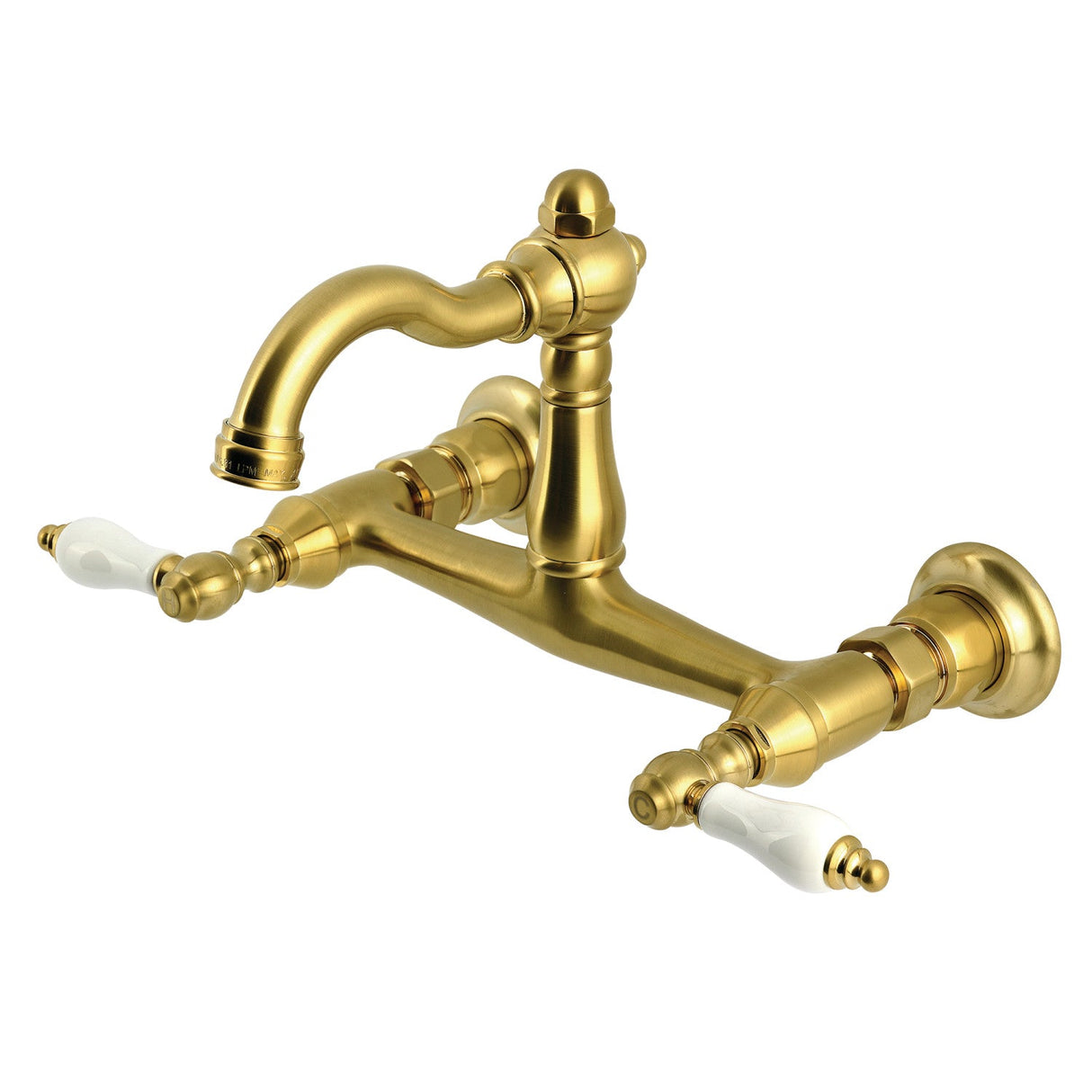 Vintage KS3257PL Two-Handle 2-Hole Wall Mount Kitchen Faucet, Brushed Brass