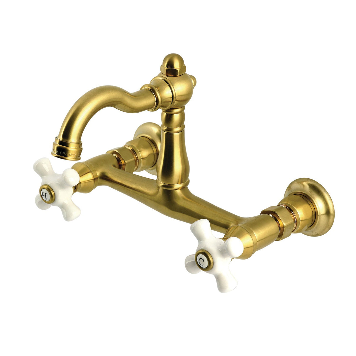 Vintage KS3257PX Two-Handle 2-Hole Wall Mount Kitchen Faucet, Brushed Brass