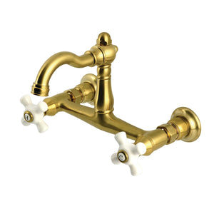 Vintage KS3257PX Two-Handle 2-Hole Wall Mount Kitchen Faucet, Brushed Brass