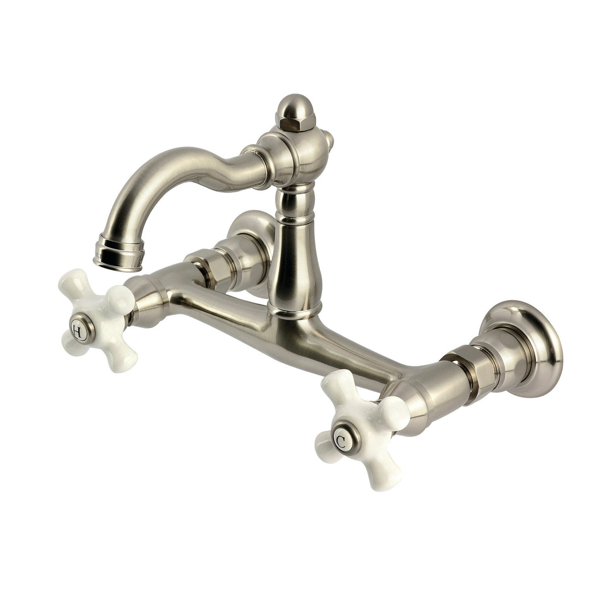 Vintage KS3258PX Two-Handle 2-Hole Wall Mount Kitchen Faucet, Brushed Nickel