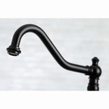 Restoration KS3270AXBS Two-Handle 4-Hole Deck Mount Bridge Kitchen Faucet with Side Sprayer, Matte Black