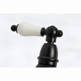Restoration KS3270PLBS Two-Handle 4-Hole Deck Mount Bridge Kitchen Faucet with Side Sprayer, Matte Black