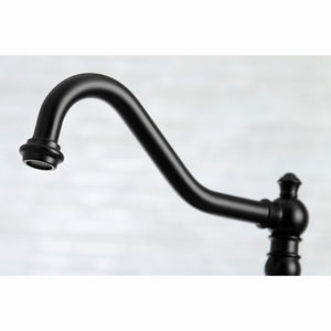 Restoration KS3270PLBS Two-Handle 4-Hole Deck Mount Bridge Kitchen Faucet with Side Sprayer, Matte Black
