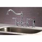 Restoration KS3271ALBS Two-Handle 4-Hole Deck Mount Bridge Kitchen Faucet with Side Sprayer, Polished Chrome