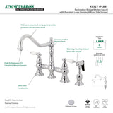 Restoration KS3271PLBS Two-Handle 4-Hole Deck Mount Bridge Kitchen Faucet with Side Sprayer, Polished Chrome