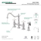 Restoration KS3271PXBS Two-Handle 4-Hole Deck Mount Bridge Kitchen Faucet with Side Sprayer, Polished Chrome