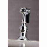Restoration KS3271PXBS Two-Handle 4-Hole Deck Mount Bridge Kitchen Faucet with Side Sprayer, Polished Chrome