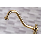 Restoration KS3272ALBS Two-Handle 4-Hole Deck Mount Bridge Kitchen Faucet with Side Sprayer, Polished Brass