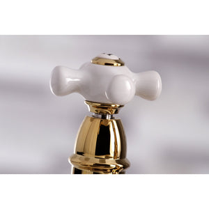 Restoration KS3272PXBS Two-Handle 4-Hole Deck Mount Bridge Kitchen Faucet with Side Sprayer, Polished Brass