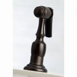 Restoration KS3275ALBS Two-Handle 4-Hole Deck Mount Bridge Kitchen Faucet with Side Sprayer, Oil Rubbed Bronze