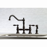 Restoration KS3275ALBS Two-Handle 4-Hole Deck Mount Bridge Kitchen Faucet with Side Sprayer, Oil Rubbed Bronze