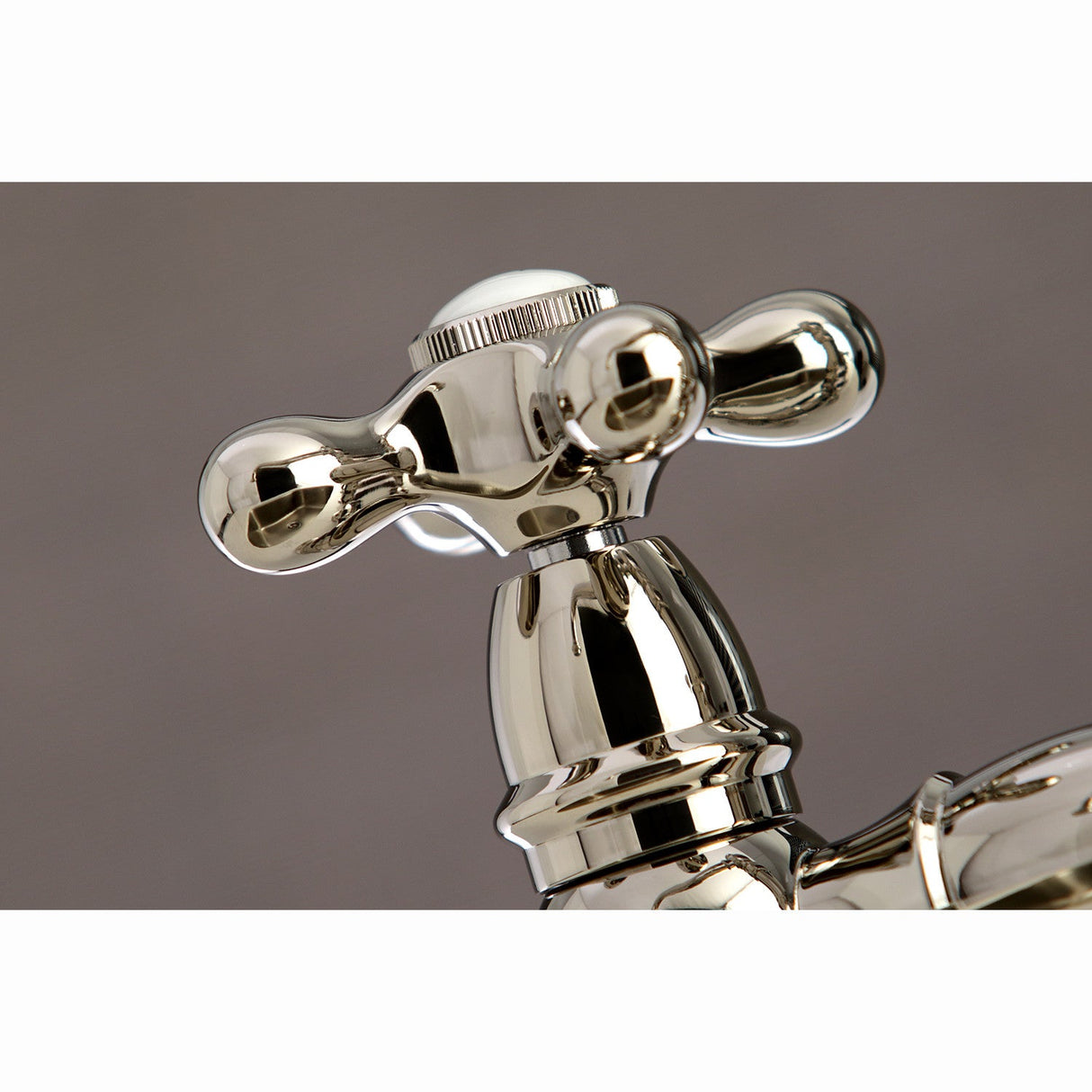 Restoration KS3276AXBS Two-Handle 4-Hole Deck Mount Bridge Kitchen Faucet with Side Sprayer, Polished Nickel