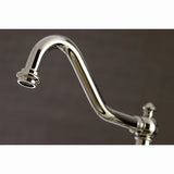 Restoration KS3276AXBS Two-Handle 4-Hole Deck Mount Bridge Kitchen Faucet with Side Sprayer, Polished Nickel