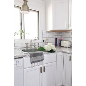 Restoration KS3276AXBS Two-Handle 4-Hole Deck Mount Bridge Kitchen Faucet with Side Sprayer, Polished Nickel