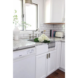 Restoration KS3276AXBS Two-Handle 4-Hole Deck Mount Bridge Kitchen Faucet with Side Sprayer, Polished Nickel