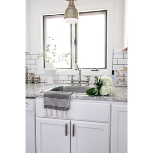 Restoration KS3276AXBS Two-Handle 4-Hole Deck Mount Bridge Kitchen Faucet with Side Sprayer, Polished Nickel