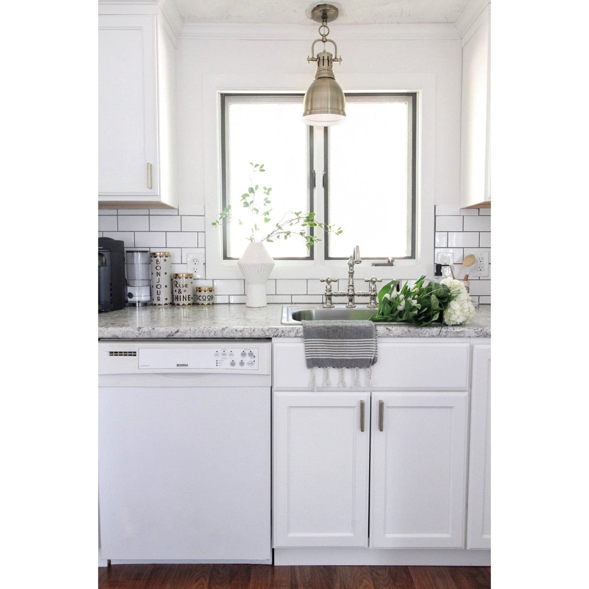 Restoration KS3276AXBS Two-Handle 4-Hole Deck Mount Bridge Kitchen Faucet with Side Sprayer, Polished Nickel