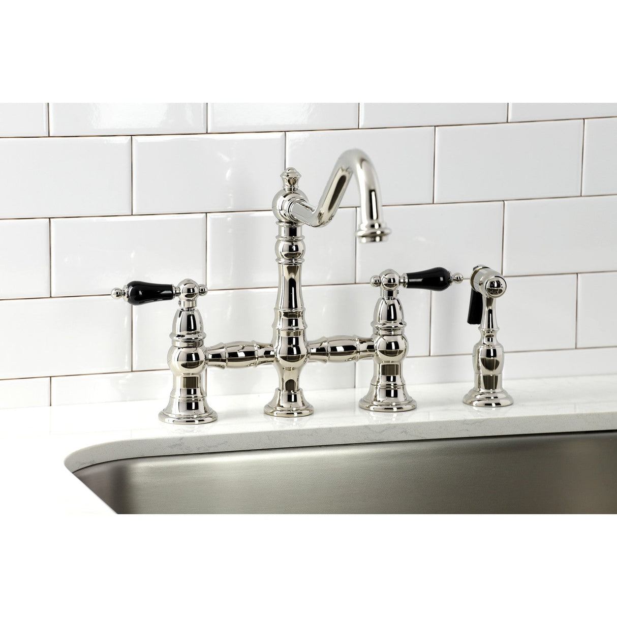 Duchess KS3276PKLBS Bridge Kitchen Faucet, Polished Nickel