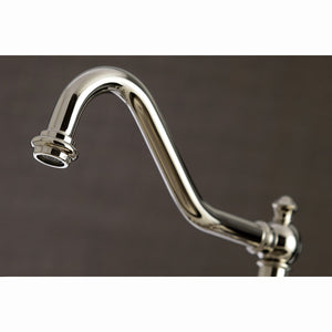 Restoration KS3276PLBS Two-Handle 4-Hole Deck Mount Bridge Kitchen Faucet with Side Sprayer, Polished Nickel