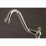 Restoration KS3276PXBS Two-Handle 4-Hole Deck Mount Bridge Kitchen Faucet with Side Sprayer, Polished Nickel