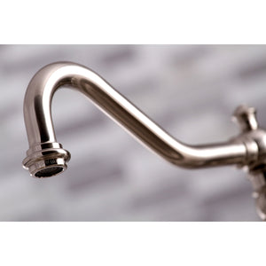 Restoration KS3278ALBS Two-Handle 4-Hole Deck Mount Bridge Kitchen Faucet with Side Sprayer, Brushed Nickel