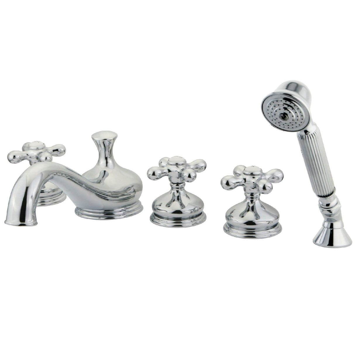 Milano KS33315AX Three-Handle 5-Hole Deck Mount Roman Tub Faucet with Hand Shower, Polished Chrome