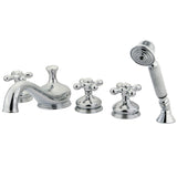 Milano KS33315AX Three-Handle 5-Hole Deck Mount Roman Tub Faucet with Hand Shower, Polished Chrome