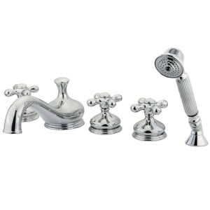 Milano KS33315AX Three-Handle 5-Hole Deck Mount Roman Tub Faucet with Hand Shower, Polished Chrome