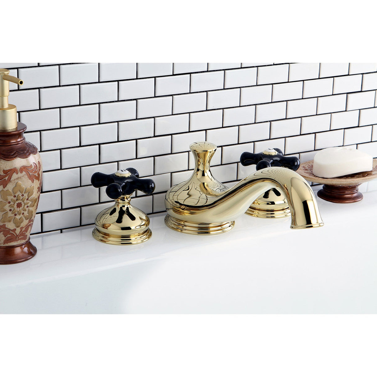 Duchess KS3332PKX Two-Handle 3-Hole Deck Mount Roman Tub Faucet, Polished Brass