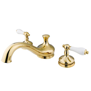 Heritage KS3332PL Two-Handle 3-Hole Deck Mount Roman Tub Faucet, Polished Brass