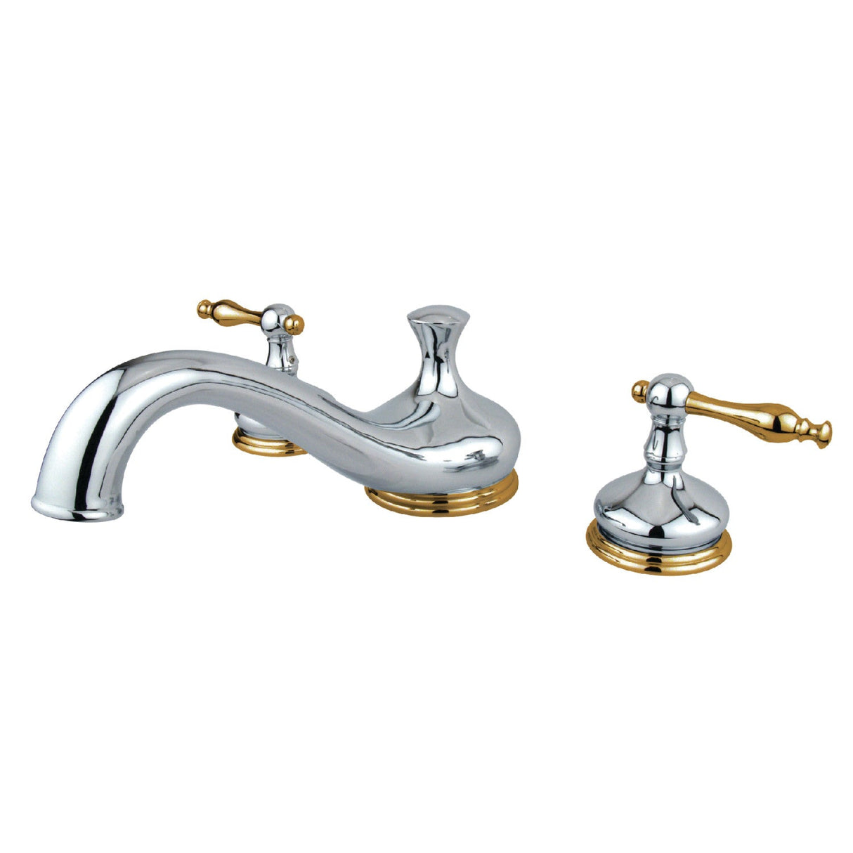 Heritage KS3334NL Two-Handle 3-Hole Deck Mount Roman Tub Faucet, Polished Chrome/Polished Brass