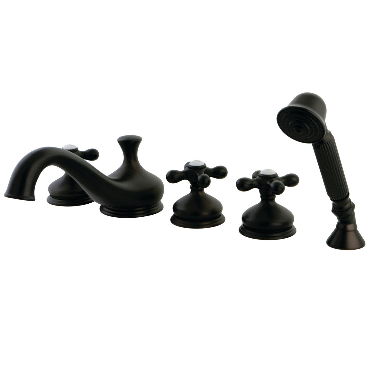Milano KS33355AX Three-Handle 5-Hole Deck Mount Roman Tub Faucet with Hand Shower, Oil Rubbed Bronze