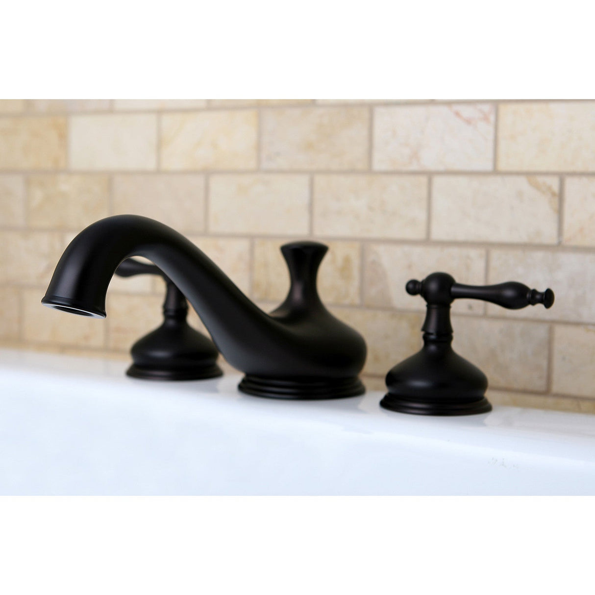Heritage KS3335NL Two-Handle 3-Hole Deck Mount Roman Tub Faucet, Oil Rubbed Bronze