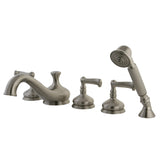 Roman KS33385FL Three-Handle 5-Hole Deck Mount Roman Tub Faucet with Hand Shower, Brushed Nickel