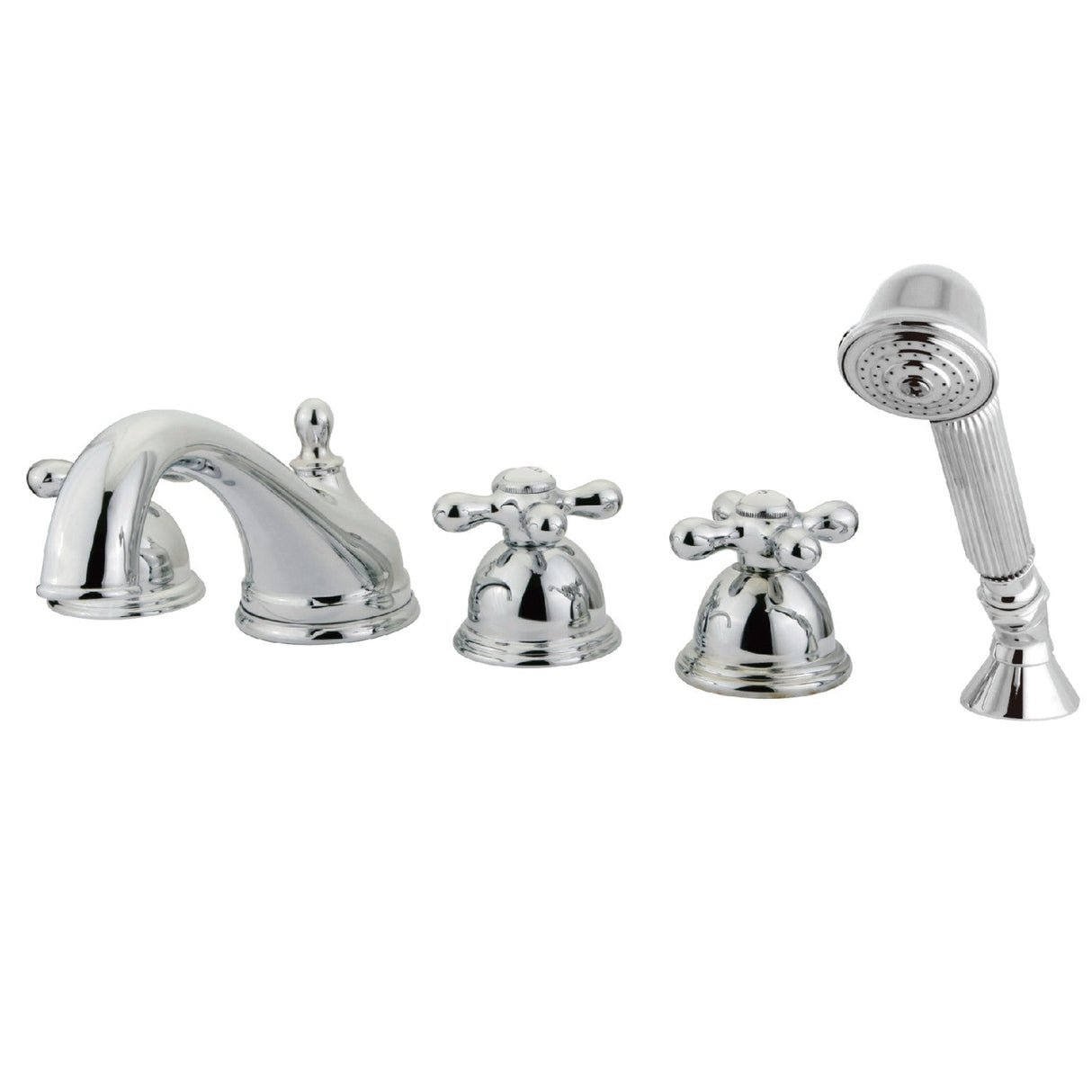 Magellan KS33515AX Three-Handle 5-Hole Deck Mount Roman Tub Faucet with Hand Shower, Polished Chrome