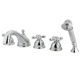Magellan KS33515AX Three-Handle 5-Hole Deck Mount Roman Tub Faucet with Hand Shower, Polished Chrome