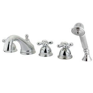 Magellan KS33515AX Three-Handle 5-Hole Deck Mount Roman Tub Faucet with Hand Shower, Polished Chrome