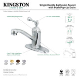 KS3401BL Single-Handle 1-Hole Deck Mount Bathroom Faucet with Push Pop-Up, Polished Chrome