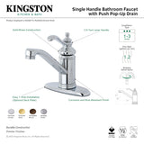 Templeton KS3408TL Single-Handle 1-Hole Deck Mount Bathroom Faucet with Push Pop-Up, Brushed Nickel