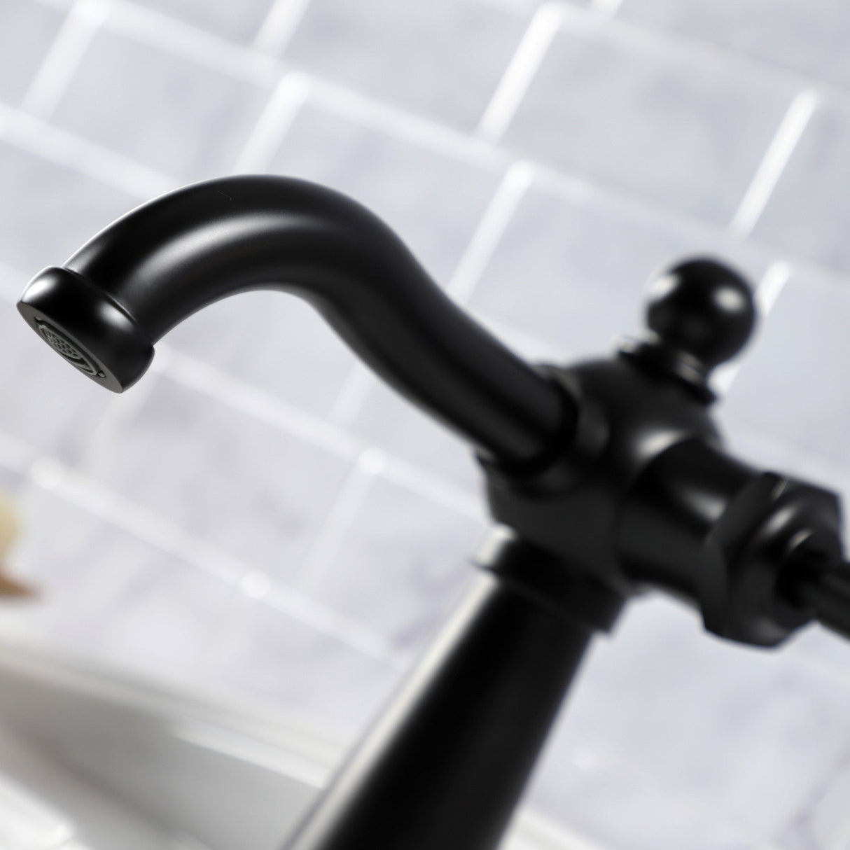 Knight KS3540KL Single-Handle 1-Hole Deck Mount Bathroom Faucet with Push Pop-Up, Matte Black