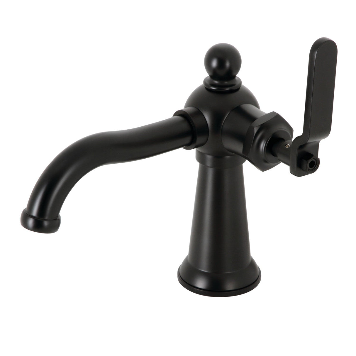 Knight KS3540KL Single-Handle 1-Hole Deck Mount Bathroom Faucet with Push Pop-Up, Matte Black