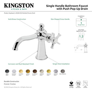 Hamilton KS3540NX Single-Handle 1-Hole Deck Mount Bathroom Faucet with Push Pop-Up, Matte Black
