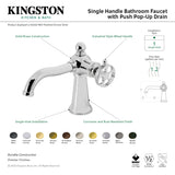 Webb KS3540RKX Single-Handle 1-Hole Deck Mount Bathroom Faucet with Knurled Handle and Push Pop-Up Drain, Matte Black