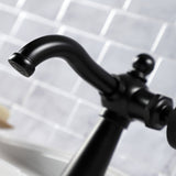 Webb KS3540RKX Single-Handle 1-Hole Deck Mount Bathroom Faucet with Knurled Handle and Push Pop-Up Drain, Matte Black