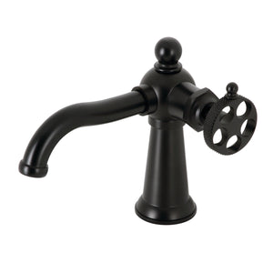 Webb KS3540RKX Single-Handle 1-Hole Deck Mount Bathroom Faucet with Knurled Handle and Push Pop-Up Drain, Matte Black
