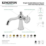 Belknap KS3541RX Single-Handle 1-Hole Deck Mount Bathroom Faucet with Push Pop-Up, Polished Chrome