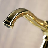 Webb KS3542RKX Single-Handle 1-Hole Deck Mount Bathroom Faucet with Knurled Handle and Push Pop-Up Drain, Polished Brass