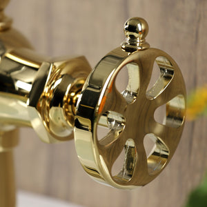 Belknap KS3542RX Single-Handle 1-Hole Deck Mount Bathroom Faucet with Push Pop-Up, Polished Brass